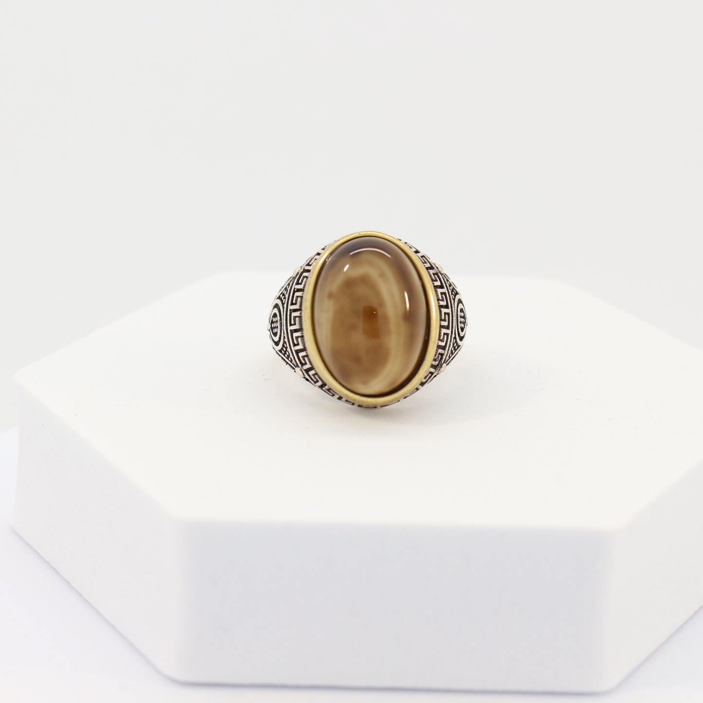 Sterling Silver Agate Turkish Ring (sz 9)