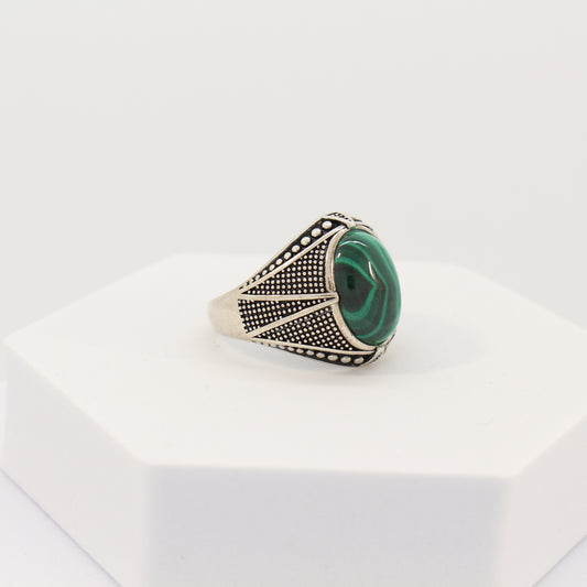 Sterling Silver Malachite Turkish Ring (sz 12)