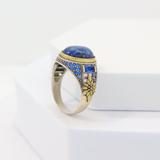Sterling Silver Lapis Lazuli Turkish Ring (sz 13.5)