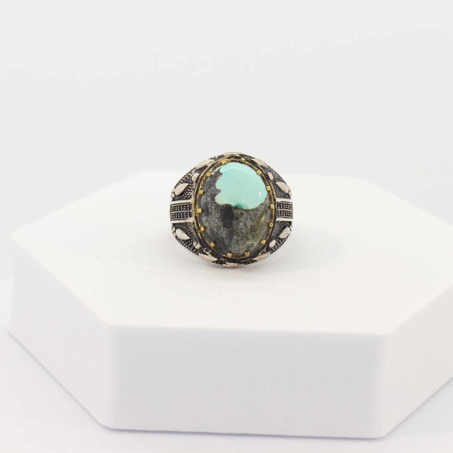 Sterling Silver Turquoise Turkish Ring (sz 9)