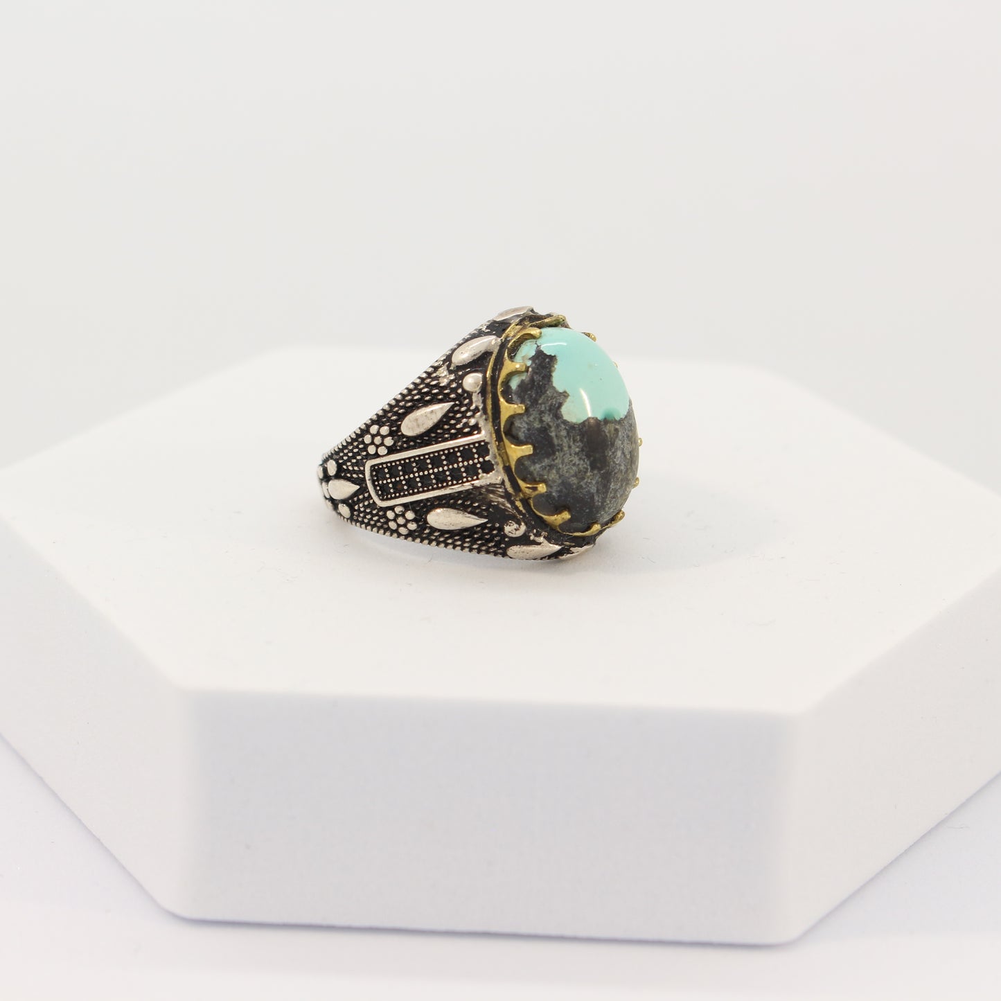 Sterling Silver Turquoise Turkish Ring (sz 9)