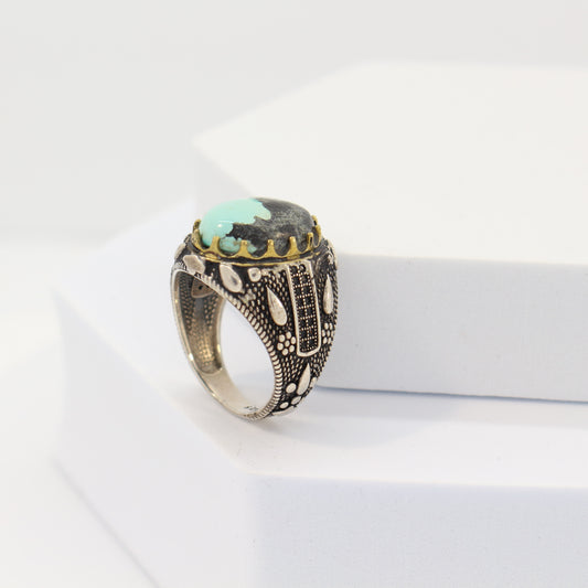 Sterling Silver Turquoise Turkish Ring (sz 9)