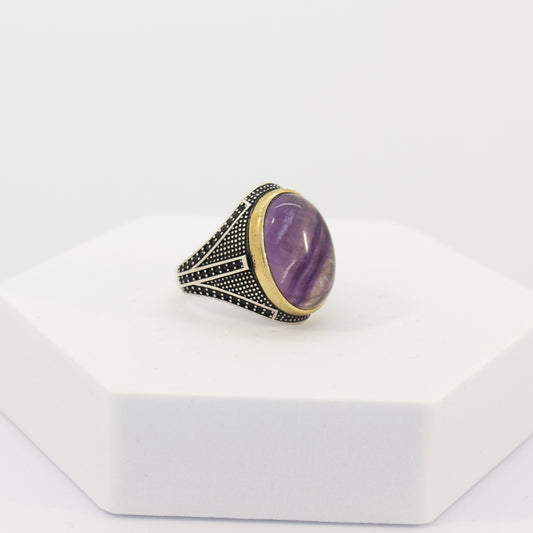 Sterling Silver Fluorite Turkish Ring (sz 8)