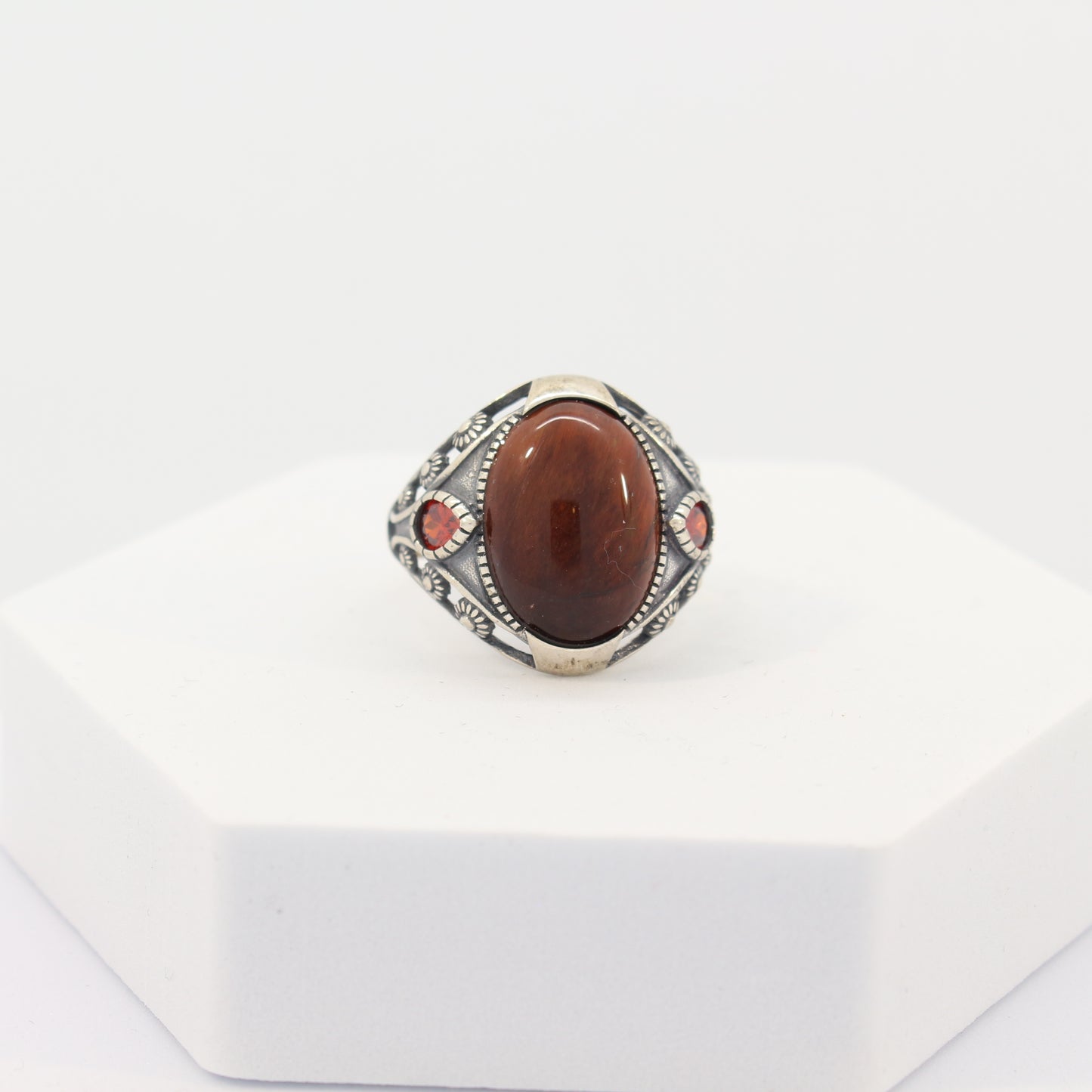 Sterling Silver Agate Turkish Ring (sz 12)