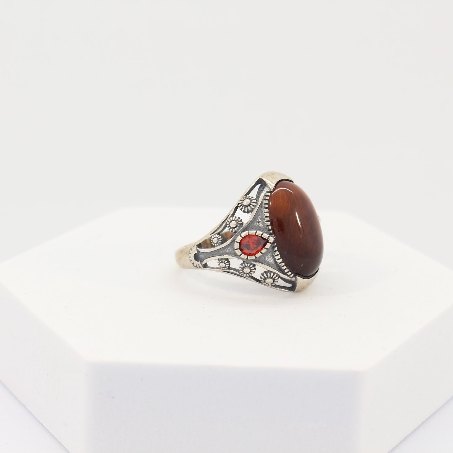 Sterling Silver Agate Turkish Ring (sz 12)