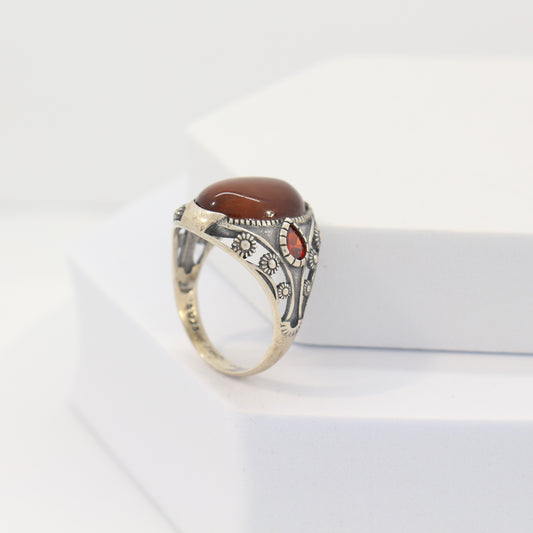 Sterling Silver Agate Turkish Ring (sz 12)