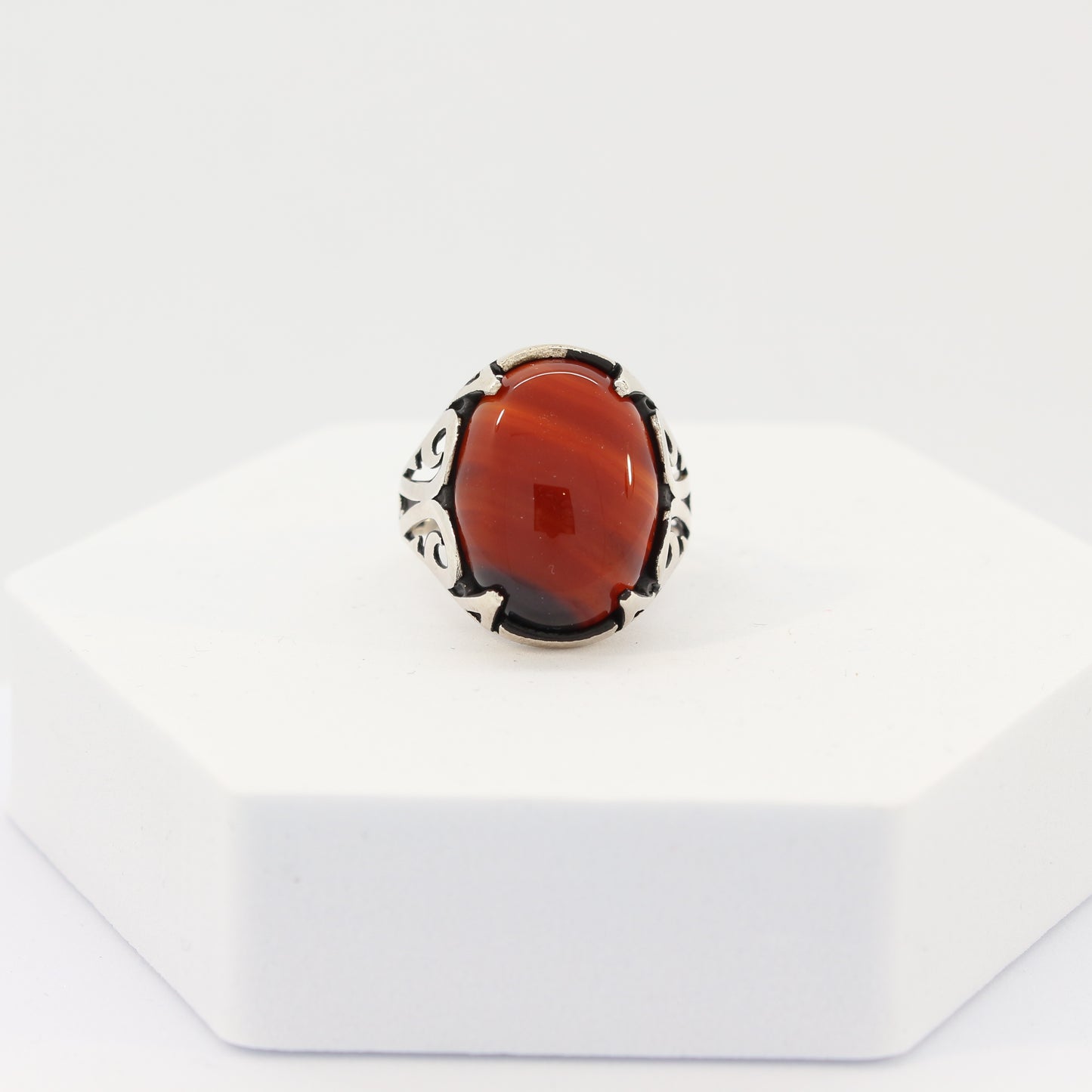 Sterling Silver Agate Turkish Ring (sz 10.5)