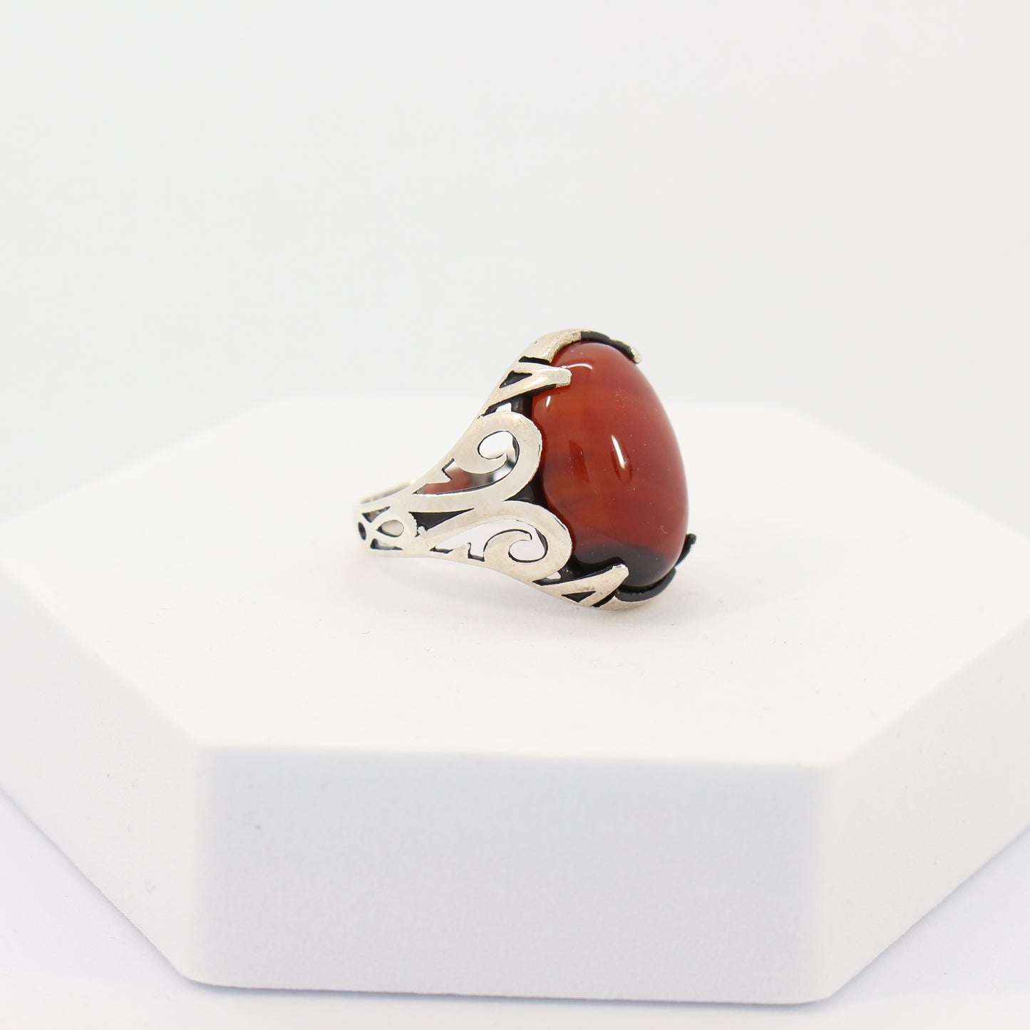 Sterling Silver Agate Turkish Ring (sz 10.5)