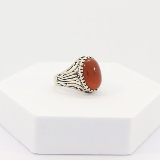 Sterling Silver Agate Turkish Ring (sz 8)