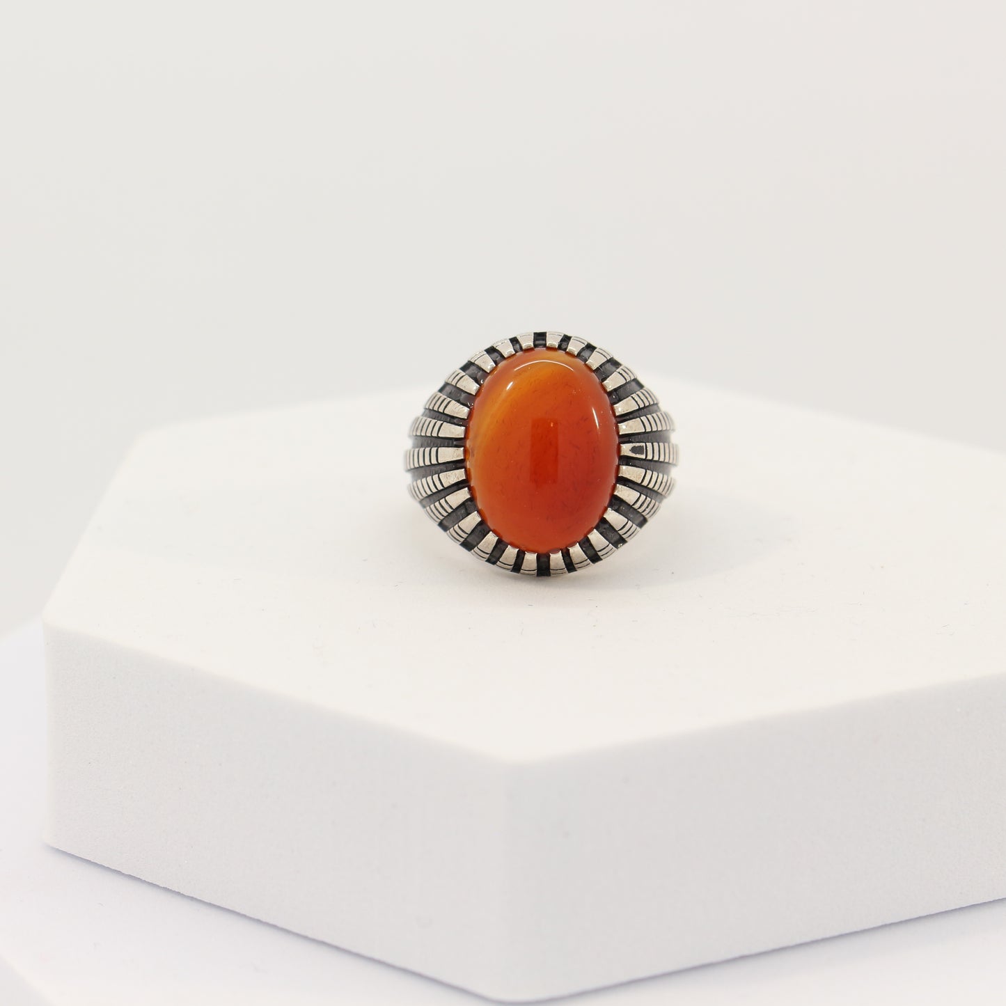 Sterling Silver Agate Turkish Ring (sz 8)