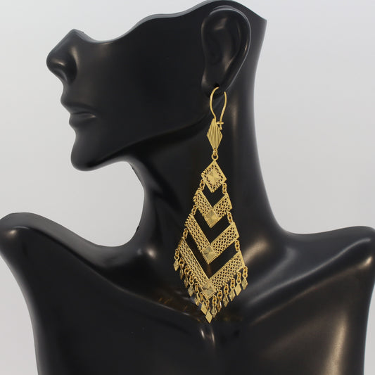 21K Gold Chandelier Earrings