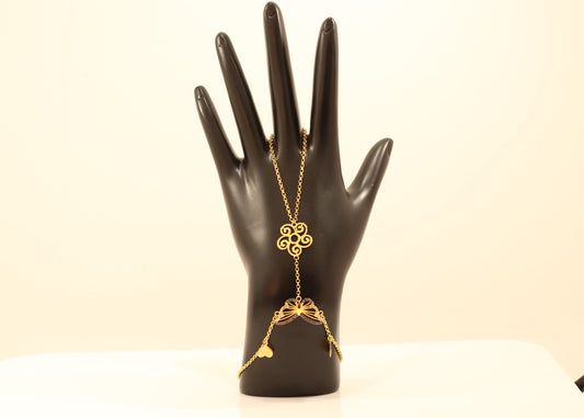 21K Gold Finger Chain Bracelet